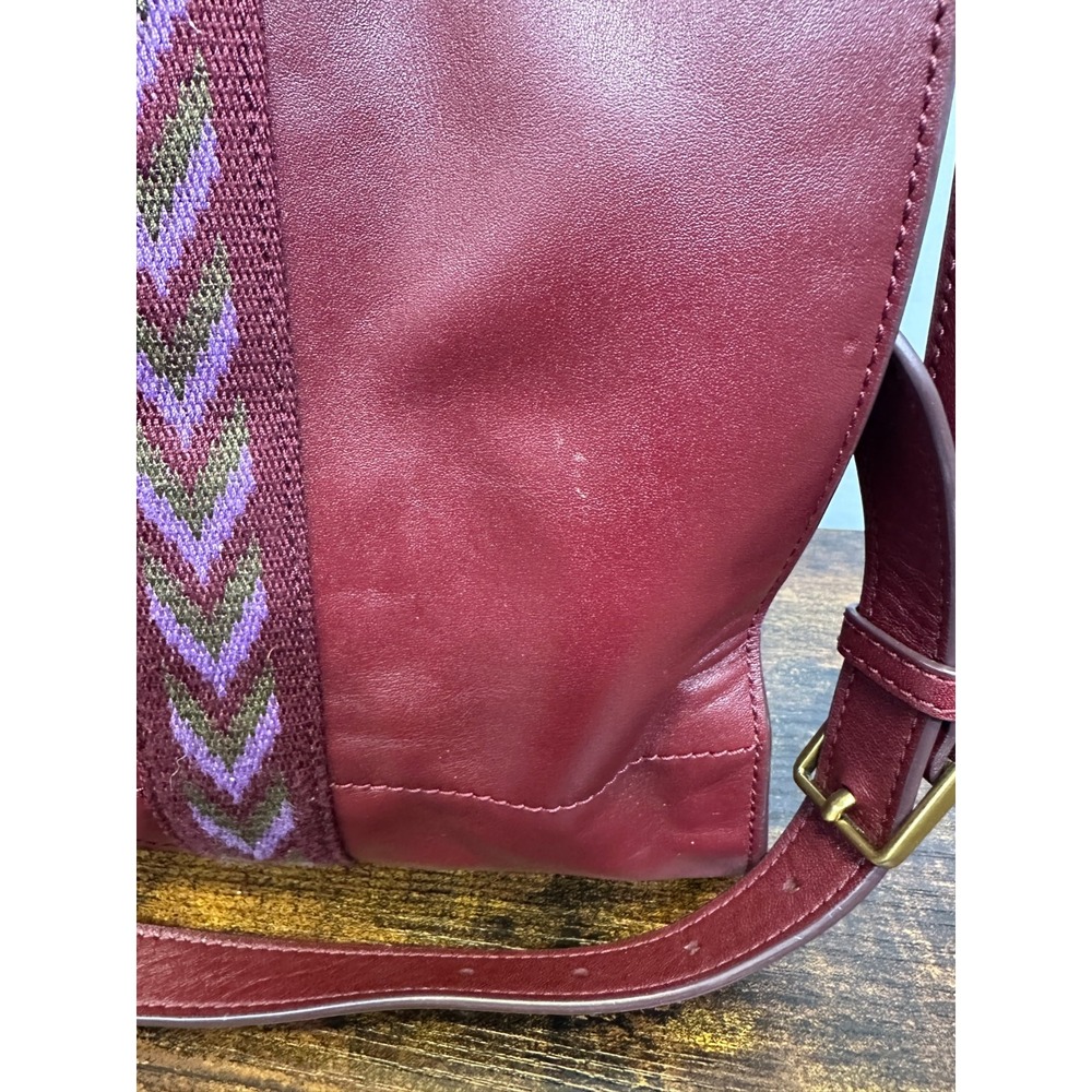 Fossil Carmen Tote Burgundy Quilted Leather Handbag Crossbody Wine Shoulder Bag - Picture 5 of 16